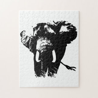 Puzzle Illustration d'un éléphant blanc noir