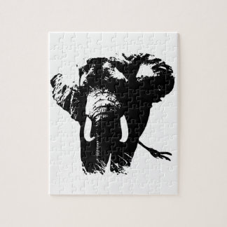 Puzzle Illustration d'un éléphant blanc noir