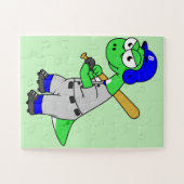 Puzzle Illustration D'Un Joueur De Baseball Brontosaurus. (Horizontal)