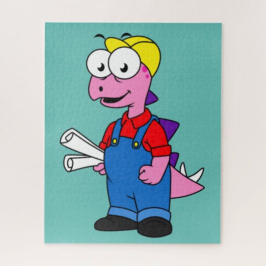 Puzzle Illustration D'Un Ouvrier De Construction De Stego (Vertical)