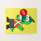 Puzzle Illustration D'Un Parasaurolophus Traffic Enforcer (Horizontal)