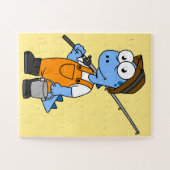 Puzzle Illustration D'Un Pêcheur D'Allosaurus. (Horizontal)