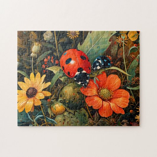 Puzzle Illustration d'une coccinelle sur une simple fleur (Horizontal)
