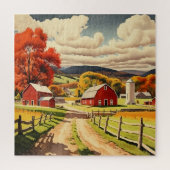 Puzzle Illustration d'une ferme d'automne (Vertical)