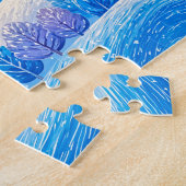 Puzzle Illustration d'une maison d'hiver dans une chute d (Côté)