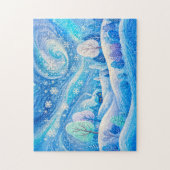 Puzzle Illustration d'une maison d'hiver dans une chute d (Vertical)