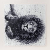 Puzzle Illustration en noir et blanc de lion. (Horizontal)