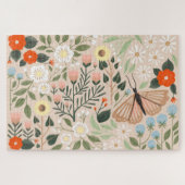 Puzzle Illustration florale Brown Boho-Chic rose rustique (Horizontal)