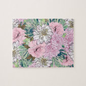 Puzzle Illustration florale rose et blanche de mignonne f (Horizontal)