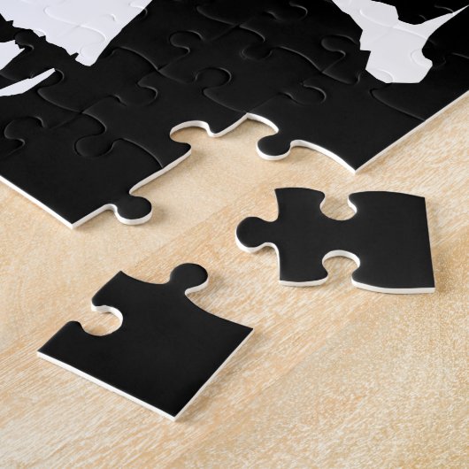 Puzzle Illustration gothique du crâne noir et blanc (Côté)