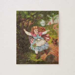 Puzzle Illustration lithographique d'une petite fille rét