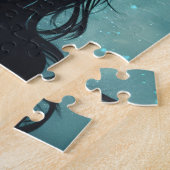 Puzzle Illustration nocturne étoilée de sorcière (Côté)