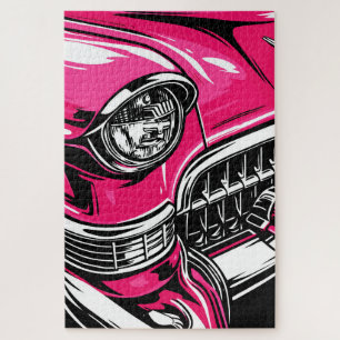 Puzzle Illustration Pop Art Avant d'une voiture rétro ros