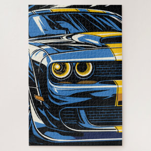 Puzzle Illustration Pop Art d'une voiture musclée rétro b