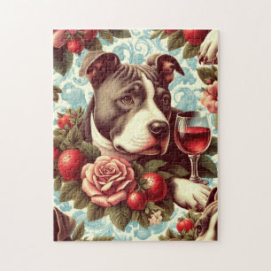 Puzzle Illustration Retro American Pit Bull Terrier