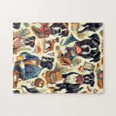 Puzzle Illustration Retro Boxer Dog (Horizontal)