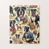 Puzzle Illustration Retro Boxer Dog (Vertical)
