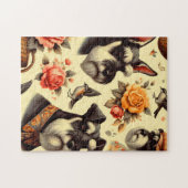 Puzzle Illustration Retro Cute Schnauzer (Horizontal)