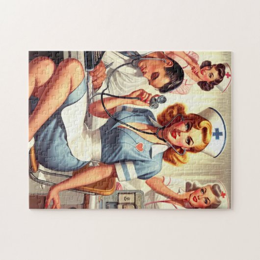 Puzzle Illustration Retro Nurse (Horizontal)
