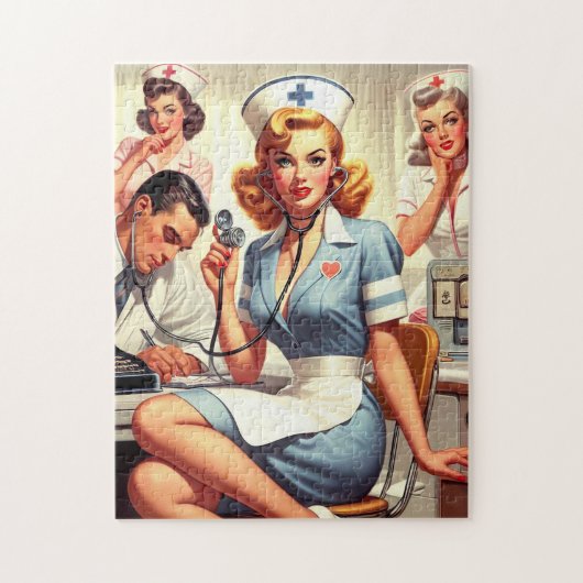 Puzzle Illustration Retro Nurse (Vertical)