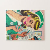 Puzzle Illustration Retro Nurse Girl (Horizontal)