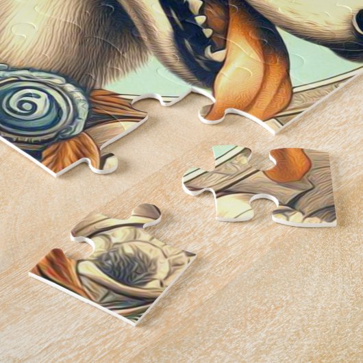 Puzzle Illustration Retro Siberian Husky (Côté)