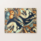Puzzle Illustration Retro Siberian Husky (Horizontal)
