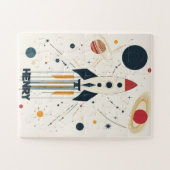 Puzzle Illustration Retro Space Rocket (Horizontal)