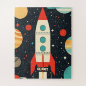Puzzle Illustration Retro Space Rocket (Vertical)