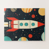 Puzzle Illustration Retro Space Rocket (Horizontal)