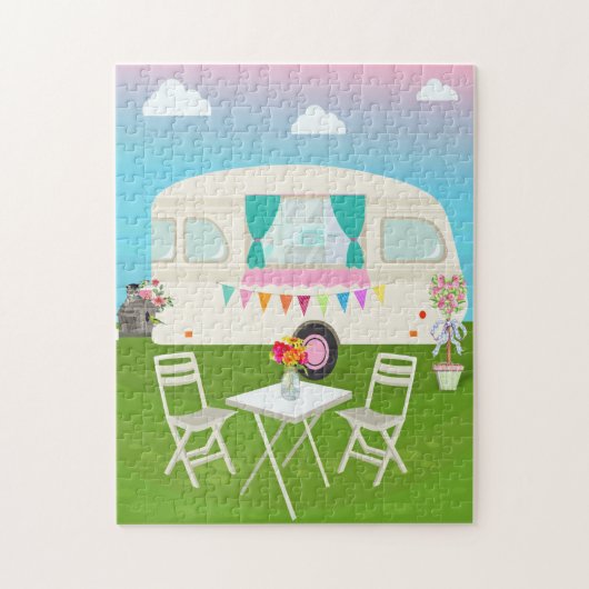 Puzzle Illustration simple de la scène de voyage (Vertical)