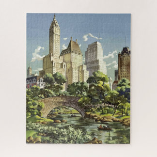 Puzzle Illustration vintage Art New York City Travel