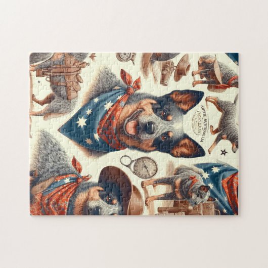 Puzzle Illustration vintage Australian Cattle Dog (Horizontal)