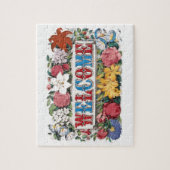 Puzzle Illustration vintage BIENVENUE avec des fleurs (Vertical)