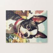 Puzzle Illustration vintage Boston Terrier (Horizontal)