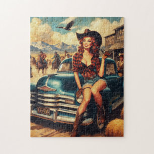 Puzzle Illustration vintage Country Girl