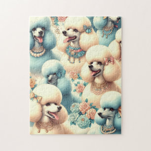Puzzle Illustration vintage de caniche sans joint