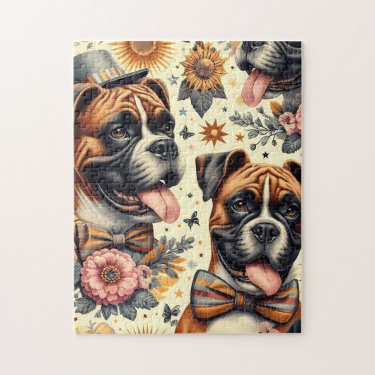 Puzzle Illustration vintage de chien de boxe (Vertical)