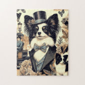 Puzzle Illustration vintage de chien Papillon (Vertical)