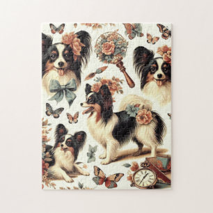 Puzzle Illustration Vintage de chien Papillon