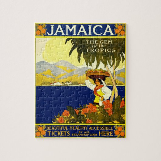 Puzzle Illustration vintage de voyage en Jamaïque (Vertical)