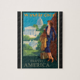 Puzzle Illustration vintage des voyages à Washington DC
