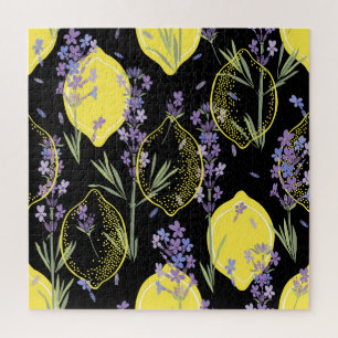 Puzzle Illustration Vintage Lavande Florale Lemons