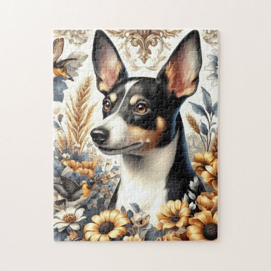 Puzzle Illustration vintage Rat Terrier (Vertical)