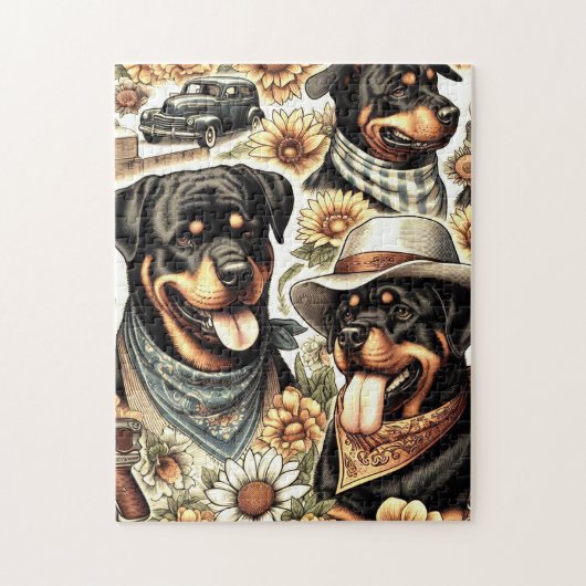 Puzzle Illustration vintage sans fil (Vertical)