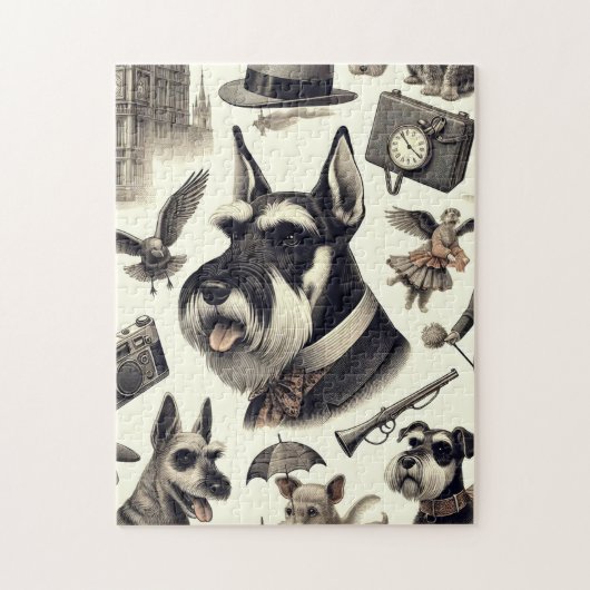 Puzzle Illustration vintage Schnauzer (Vertical)