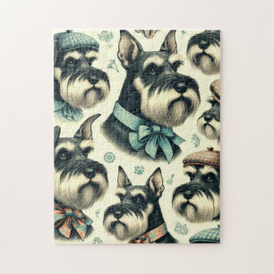 Puzzle Illustration vintage Schnauzer sans joint