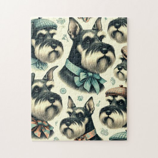 Puzzle Illustration vintage Schnauzer sans joint (Vertical)