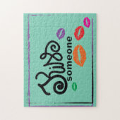 Puzzle Illustration Whimsical Colorful KISSES (Vertical)