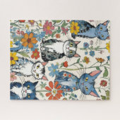 Puzzle Illustrations de chats mignons avec floral Fleur s (Horizontal)